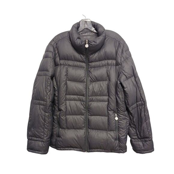 Calvin Klein DUCK DOWN Packable Puffer Jacket Women XXL Gray Lightweight Premium - Picture 1 of 16
